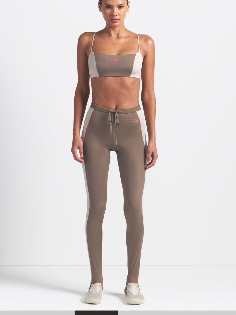 SKIMS Taupe Leggings with Cream Side Panels